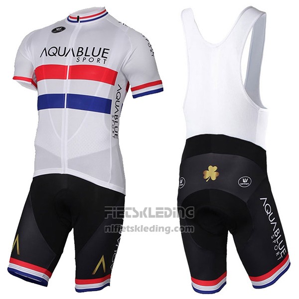 2017 Fietskleding Aqua Blauwe Sport Kampioen British Wit Korte Mouwen en Koersbroek